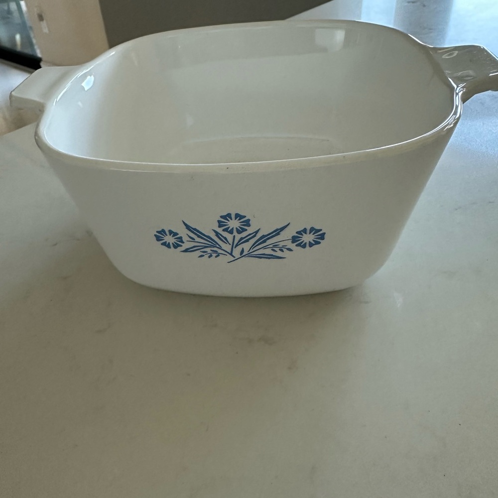 White and Blue Floral Corninware Baking Dish